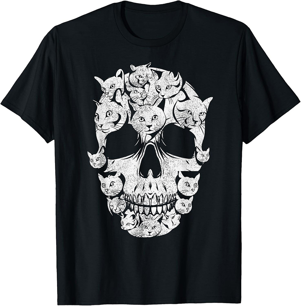 Skull of Cats Skeleton Kitten Funny Halloween Cat Skull T-Shirt for Men Women Kids
