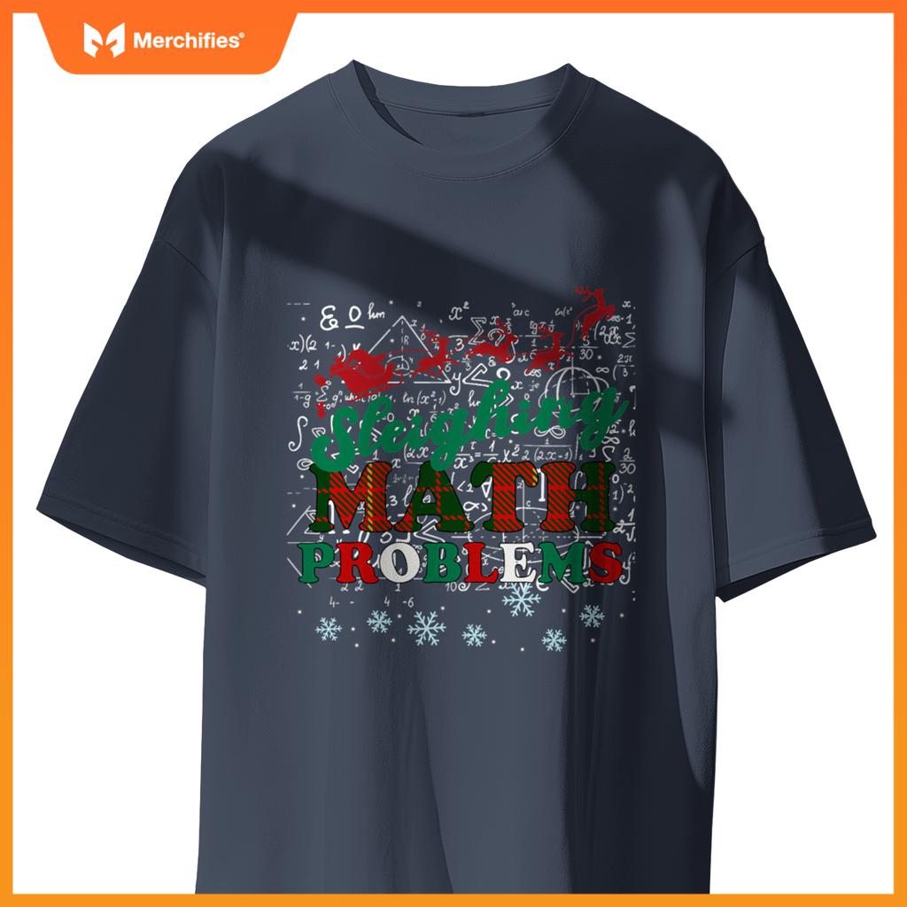 Sleighing Math Problems Math Teacher Christmas Plaid Pattern