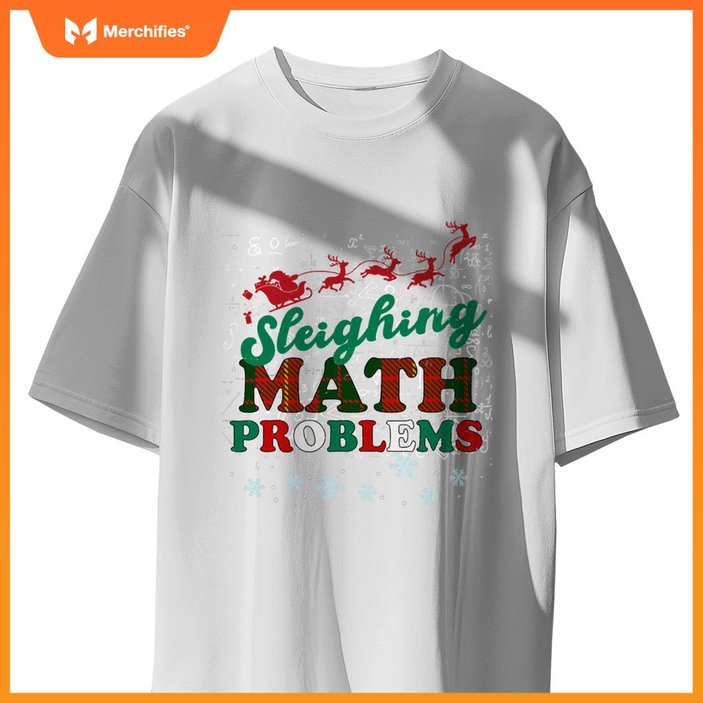 Sleighing Math Problems Math Teacher Christmas Plaid Pattern