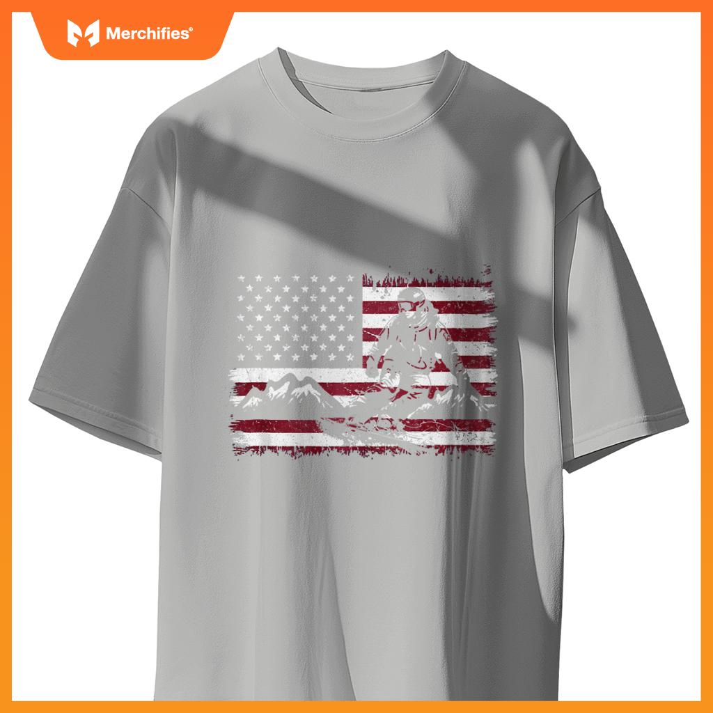 Snowboarding Snowboard Patriotic Vintage American Usa Flag T-Shirt