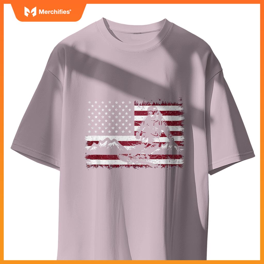 Snowboarding Snowboard Patriotic Vintage American Usa Flag T-Shirt