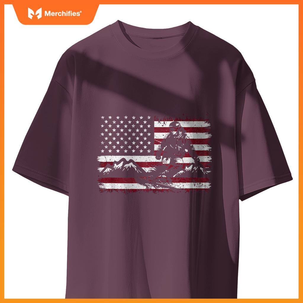 Snowboarding Snowboard Patriotic Vintage American Usa Flag T-Shirt