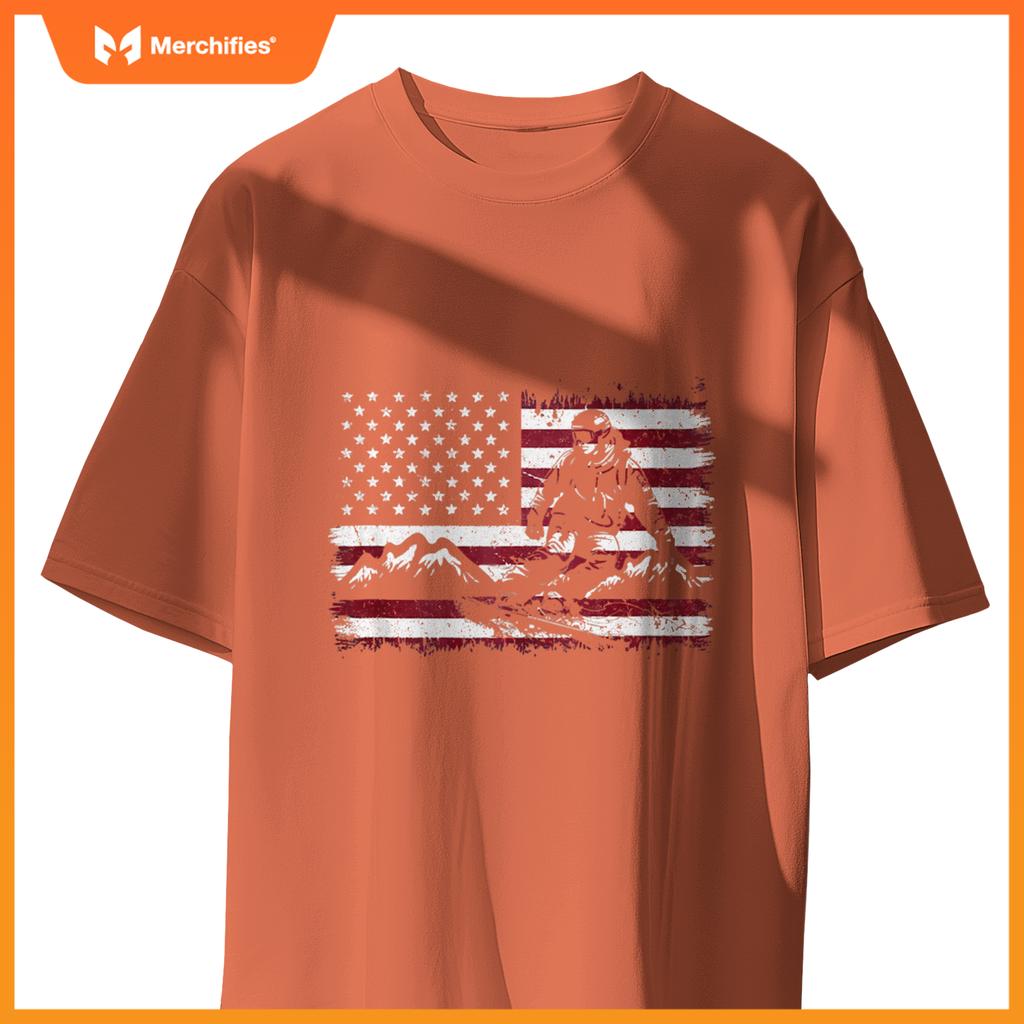 Snowboarding Snowboard Patriotic Vintage American Usa Flag T-Shirt