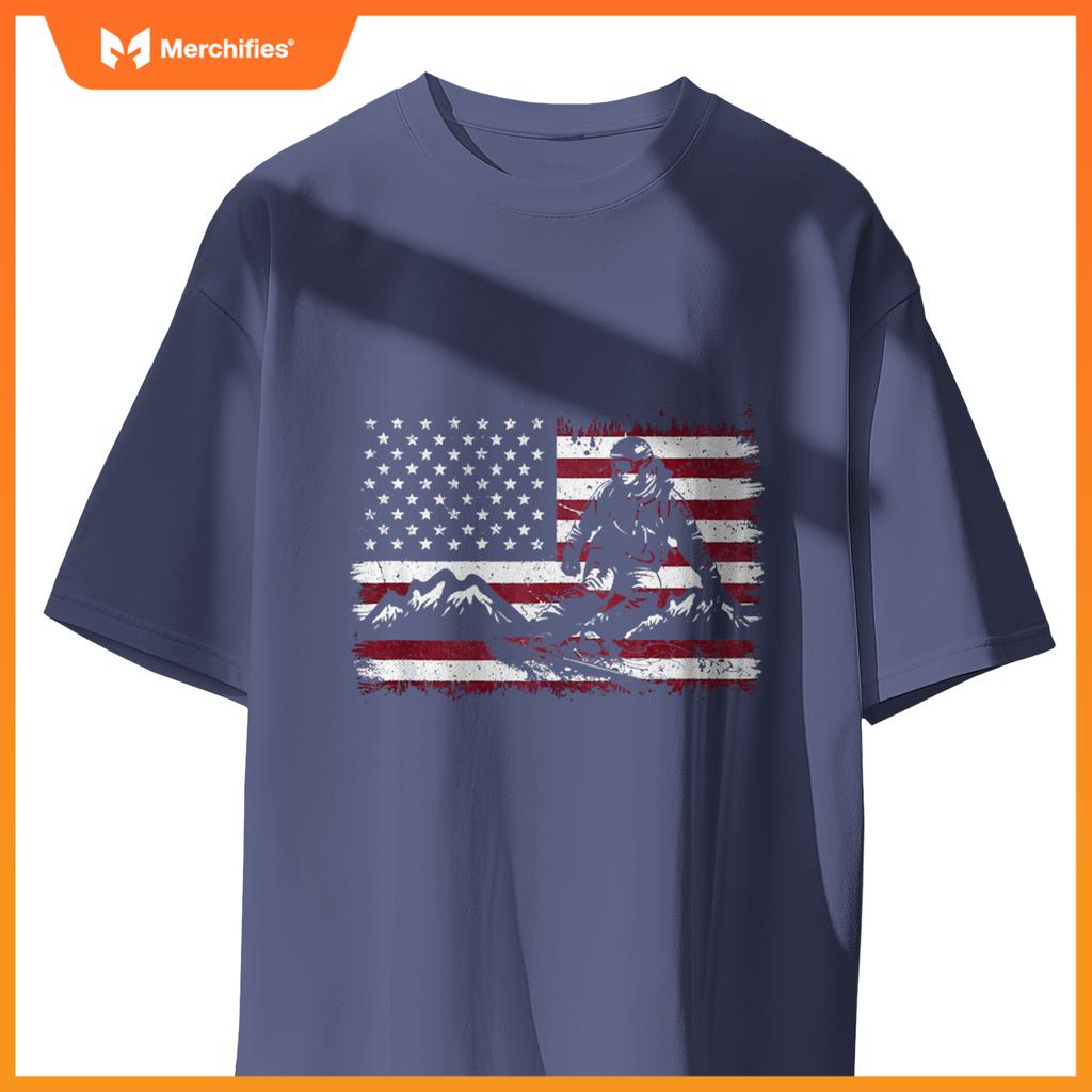 Snowboarding Snowboard Patriotic Vintage American Usa Flag T-Shirt