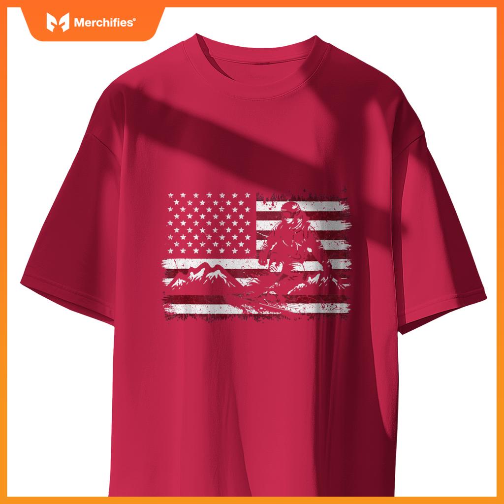Snowboarding Snowboard Patriotic Vintage American Usa Flag T-Shirt