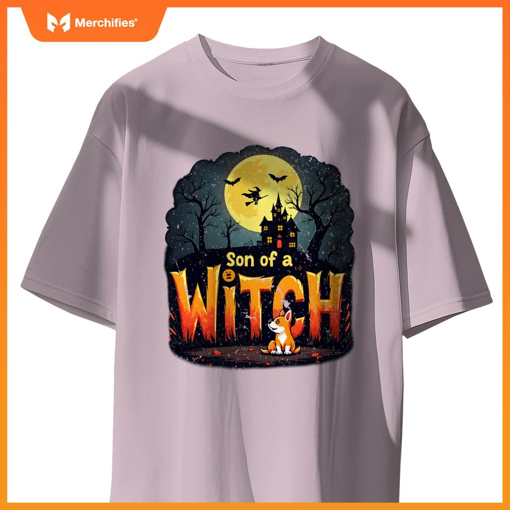 Son Of A Witch Funny Dog Halloween Men Woman Tee T-Shirt