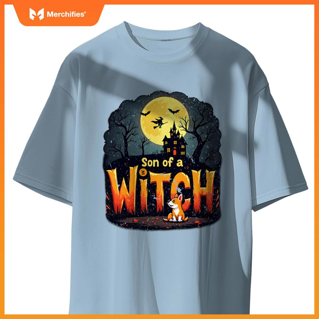 Son Of A Witch Funny Dog Halloween Men Woman Tee T-Shirt