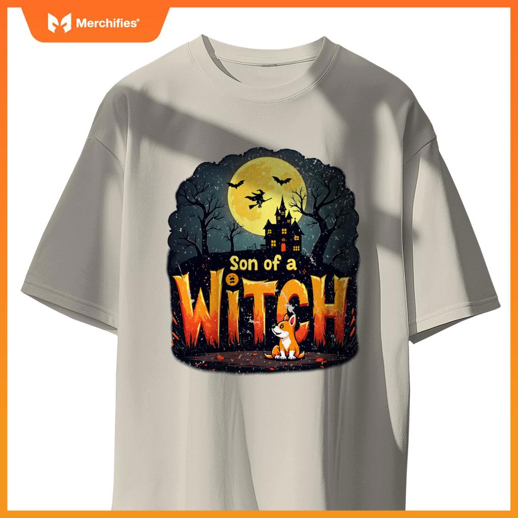 Son Of A Witch Funny Dog Halloween Men Woman Tee T-Shirt