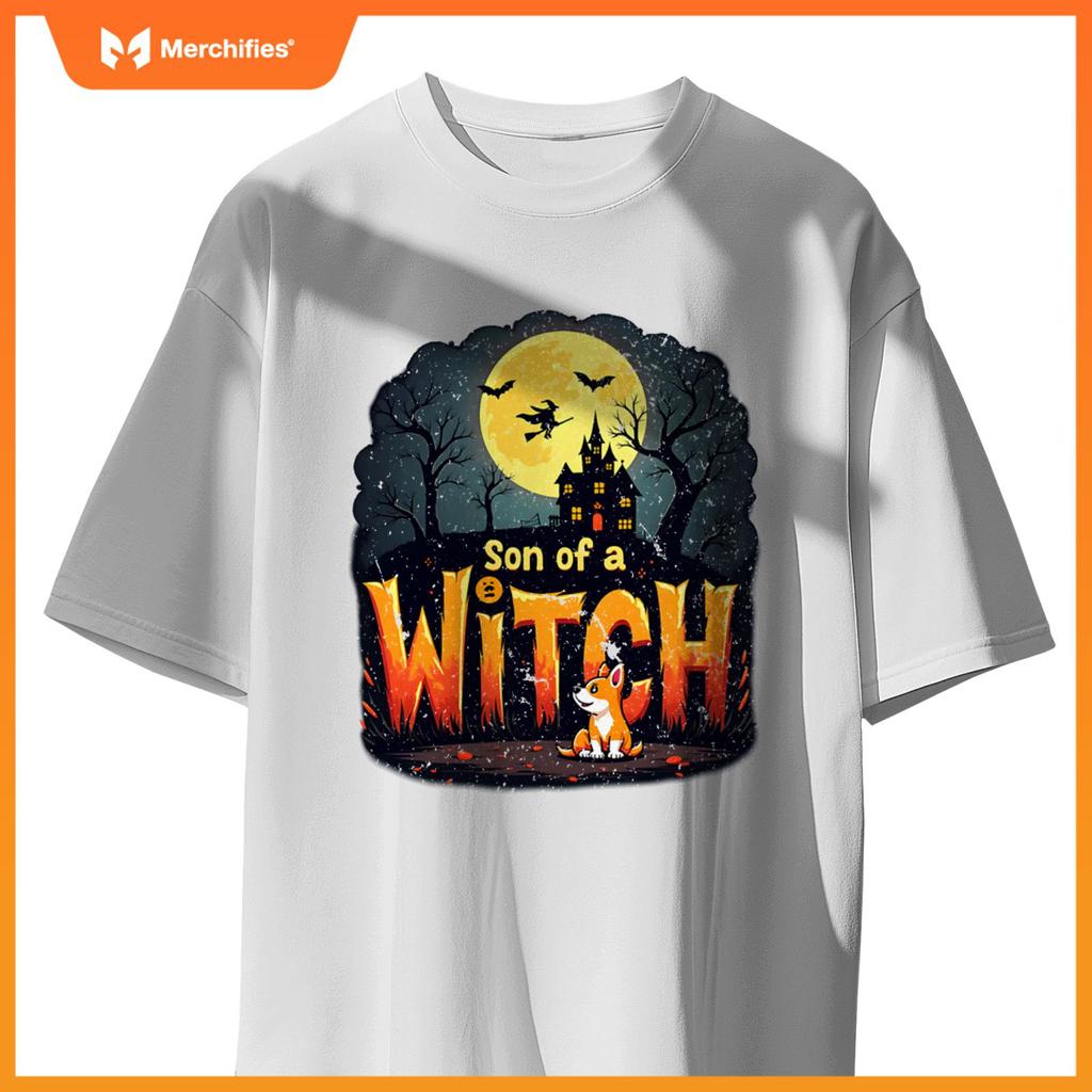 Son Of A Witch Funny Dog Halloween Men Woman Tee T-Shirt