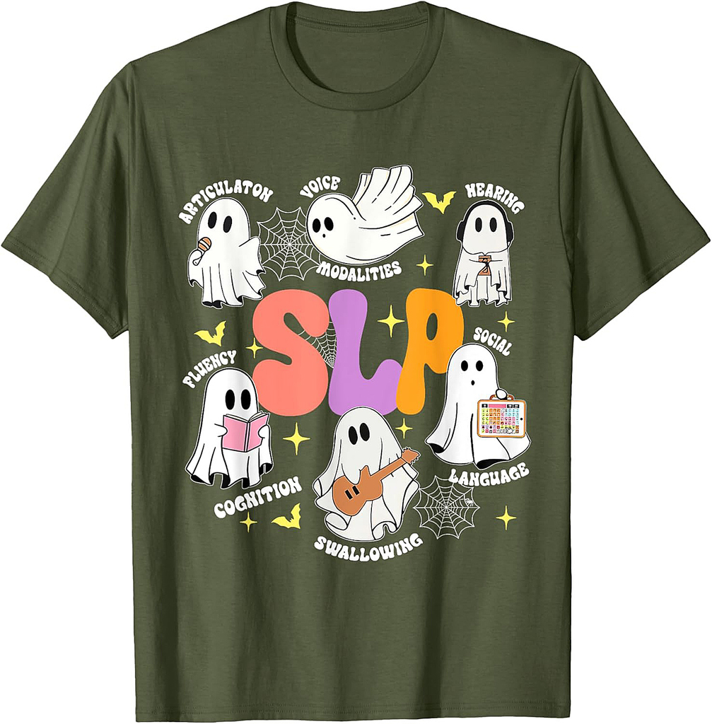 Speech Therapy Spooky Slp Halloween Shirt Cute Ghost T-Shirt