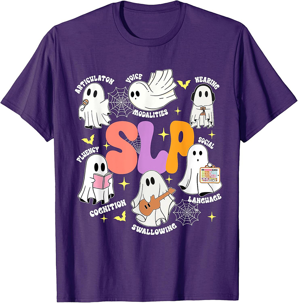 Speech Therapy Spooky Slp Halloween Shirt Cute Ghost T-Shirt