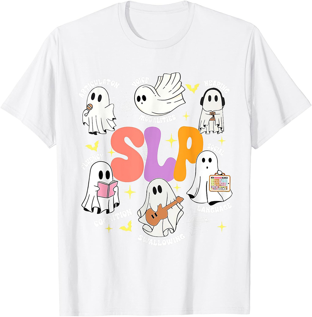 Speech Therapy Spooky Slp Halloween Shirt Cute Ghost T-Shirt