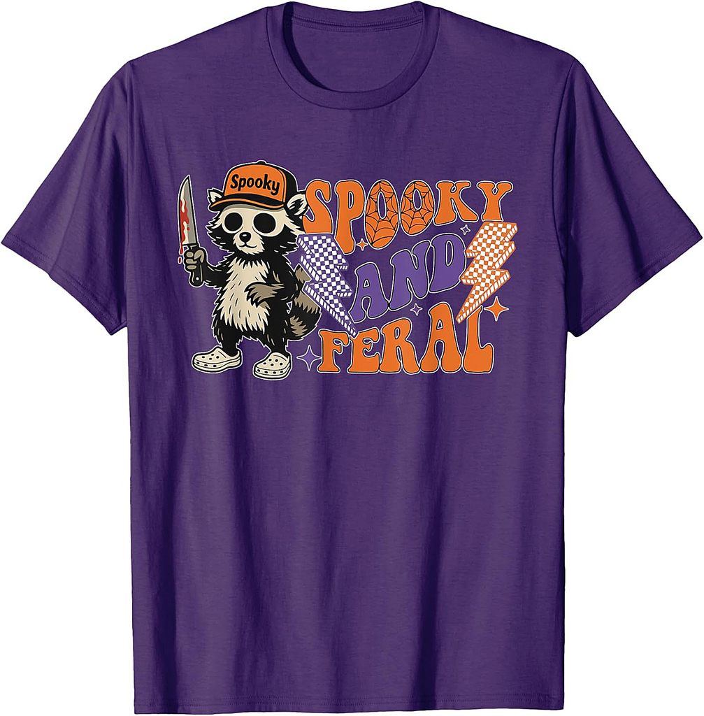 Spooky And Feral Horror Halloween Racoon Spooky Season Gift T-Shirt