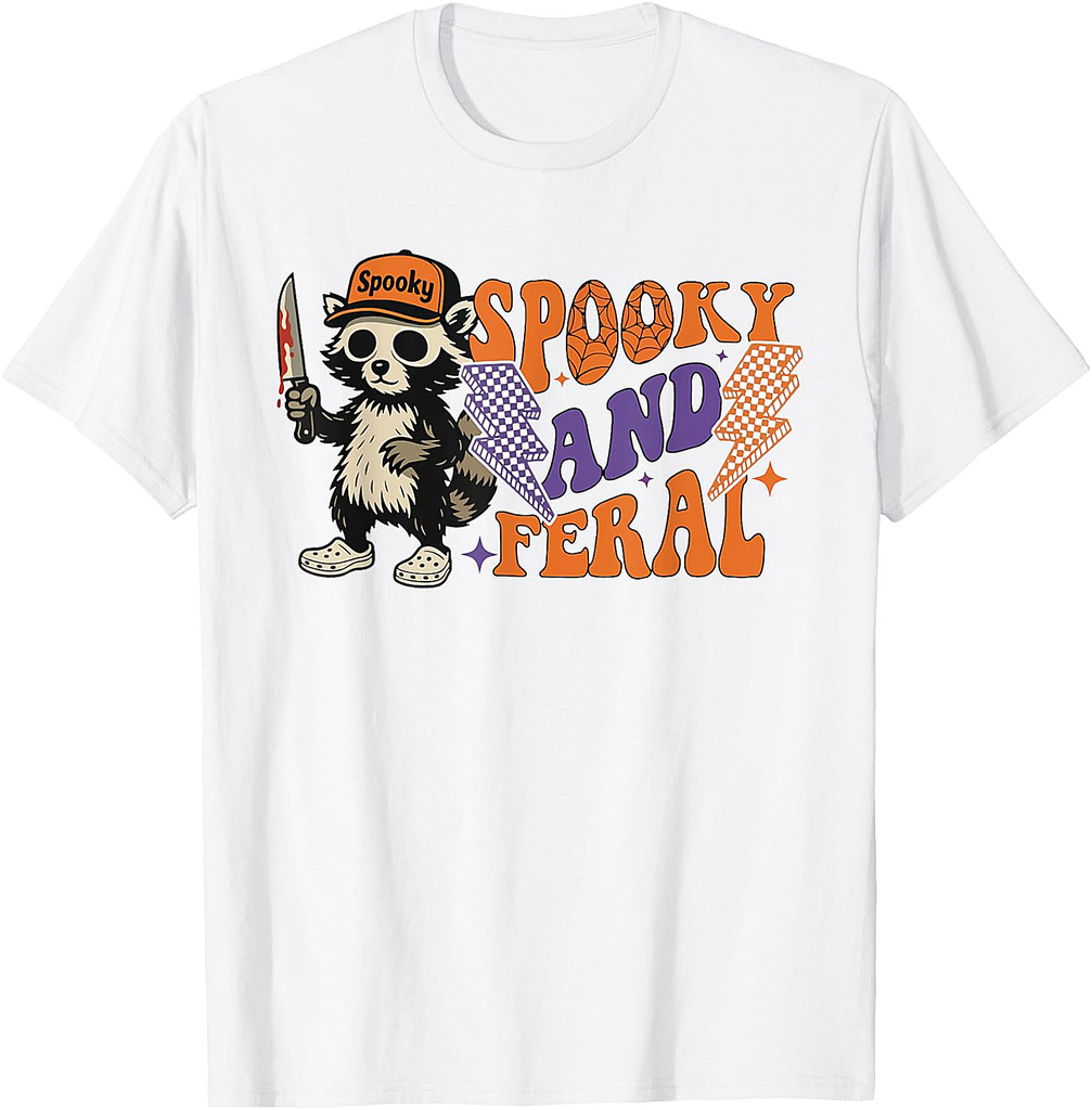 Spooky And Feral Horror Halloween Racoon Spooky Season Gift T-Shirt