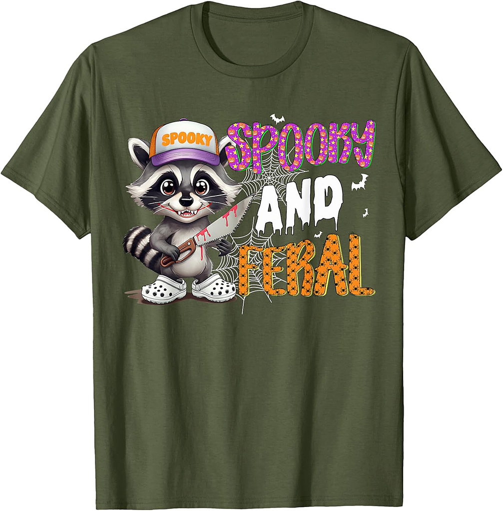 Spooky And Feral Raccoon Halloween Creepy Raccoon Spooky T-Shirt