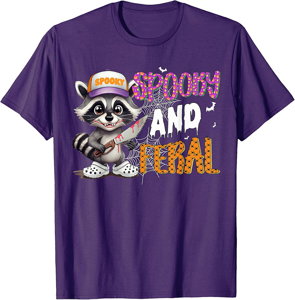 Spooky And Feral Raccoon Halloween Creepy Raccoon Spooky T-Shirt