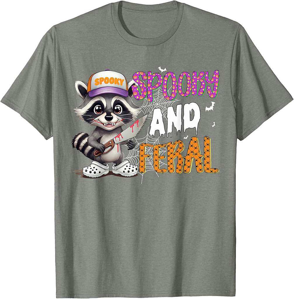Spooky And Feral Raccoon Halloween Creepy Raccoon Spooky T-Shirt