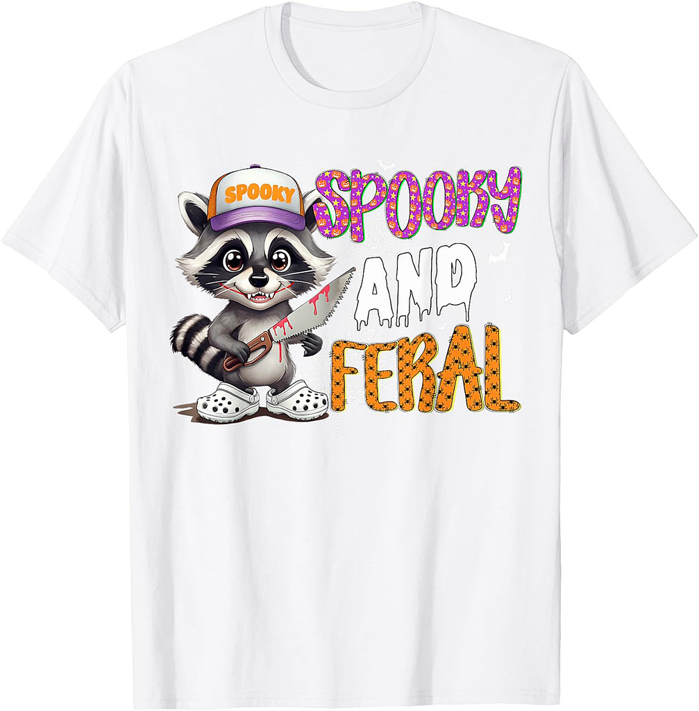 Spooky And Feral Raccoon Halloween Creepy Raccoon Spooky T-Shirt