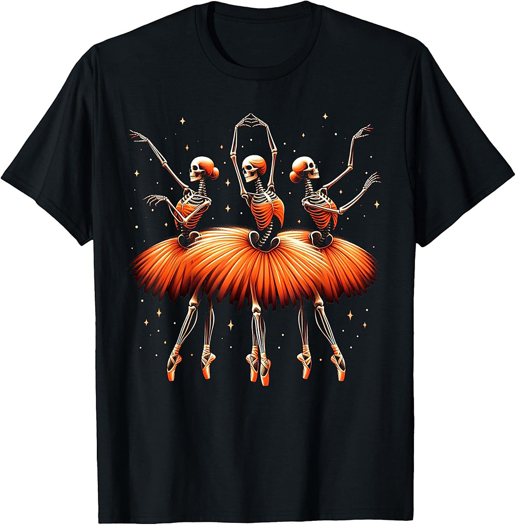 Spooky Ballerina Skeleton Dance Funny Halloween Ballet T-Shirt