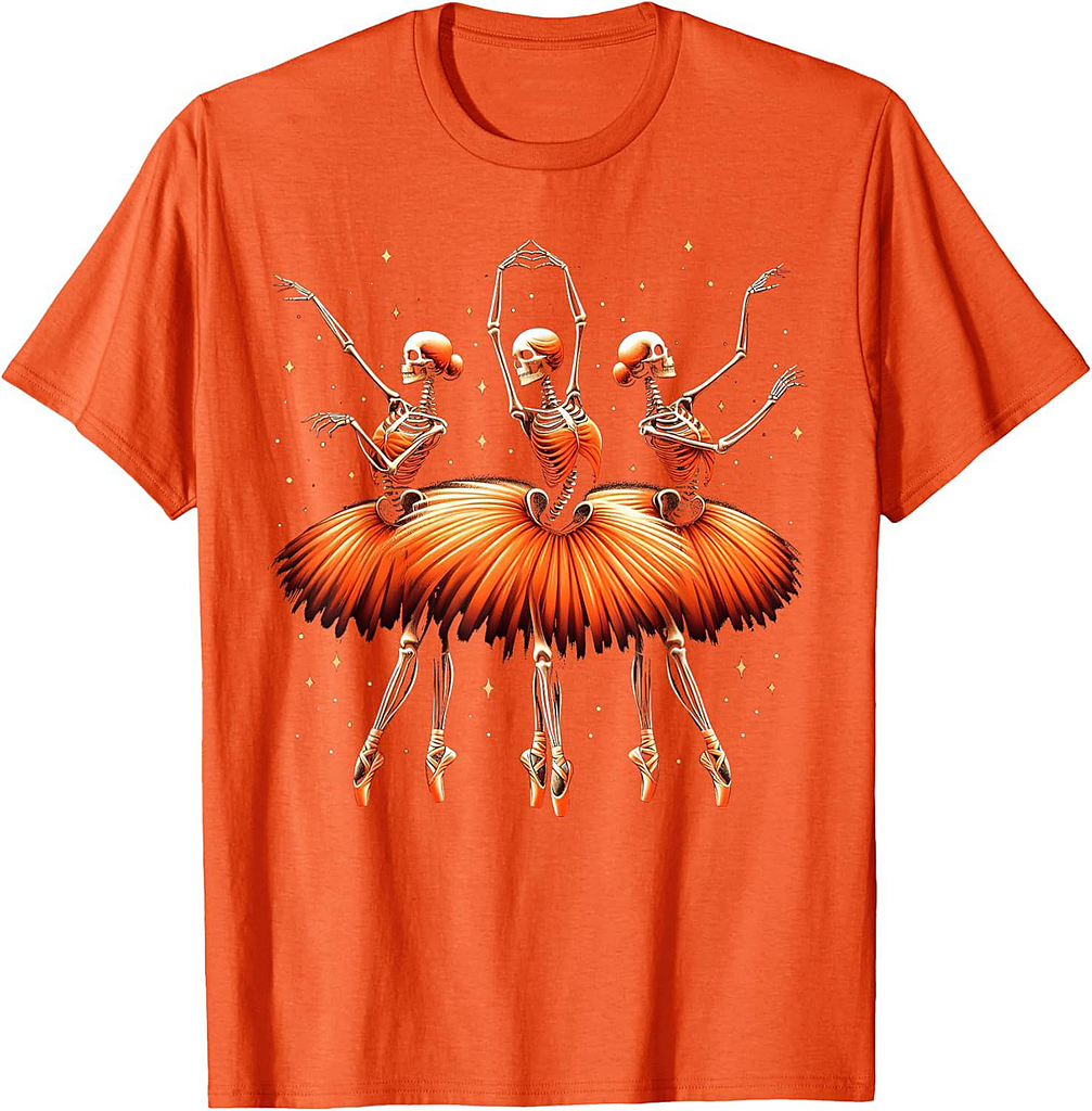 Spooky Ballerina Skeleton Dance Funny Halloween Ballet T-Shirt