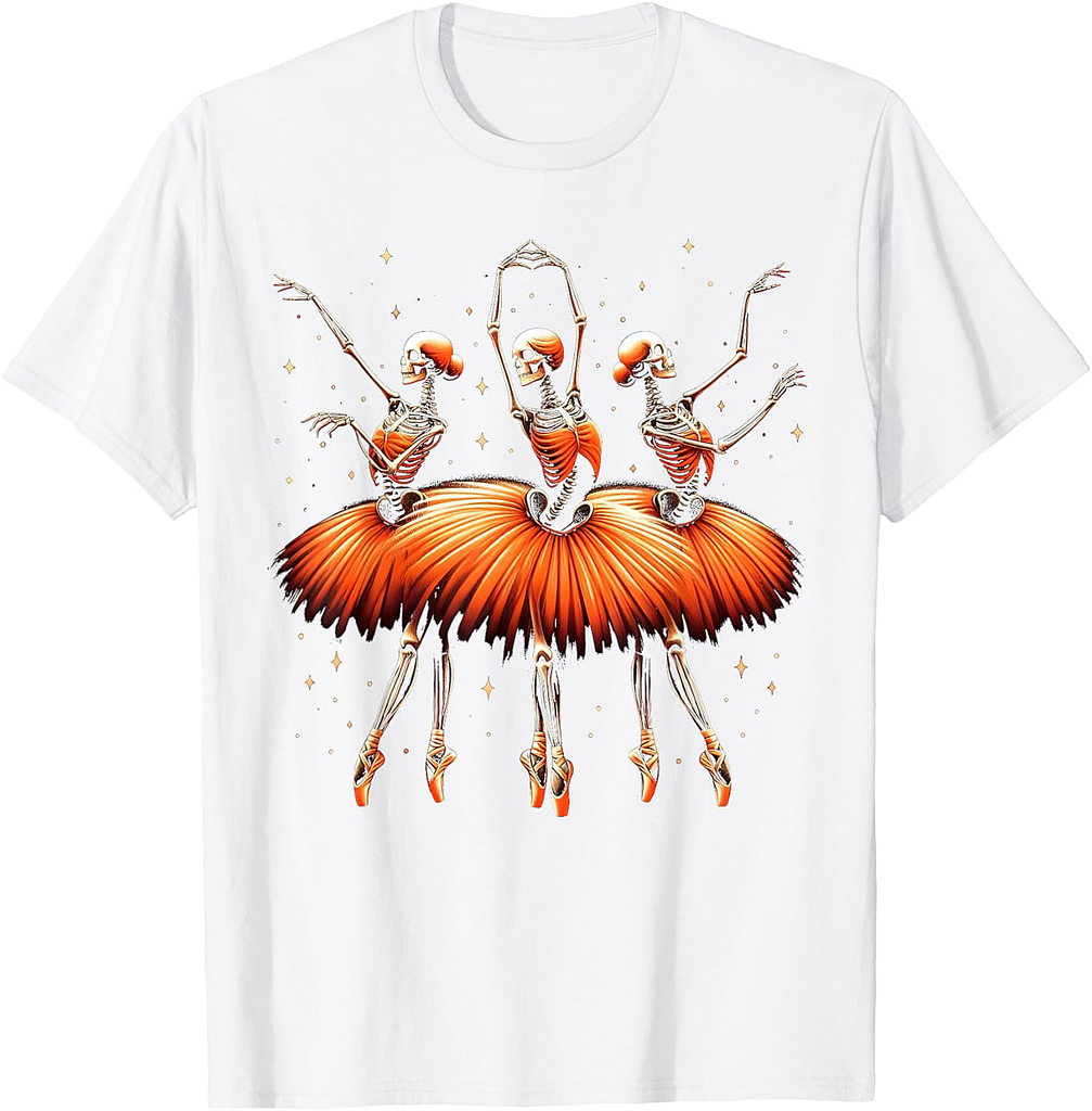 Spooky Ballerina Skeleton Dance Funny Halloween Ballet T-Shirt
