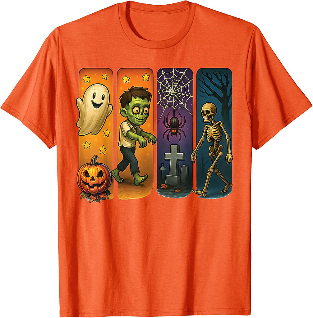 Spooky Cute Ghost Funny Boys Kids Mens Vintage Halloween T-Shirt