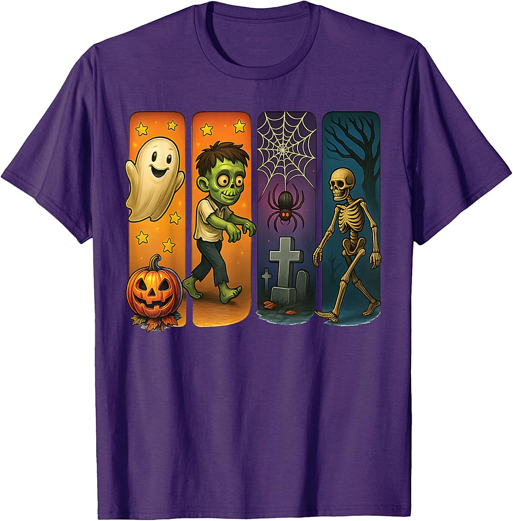 Spooky Cute Ghost Funny Boys Kids Mens Vintage Halloween T-Shirt