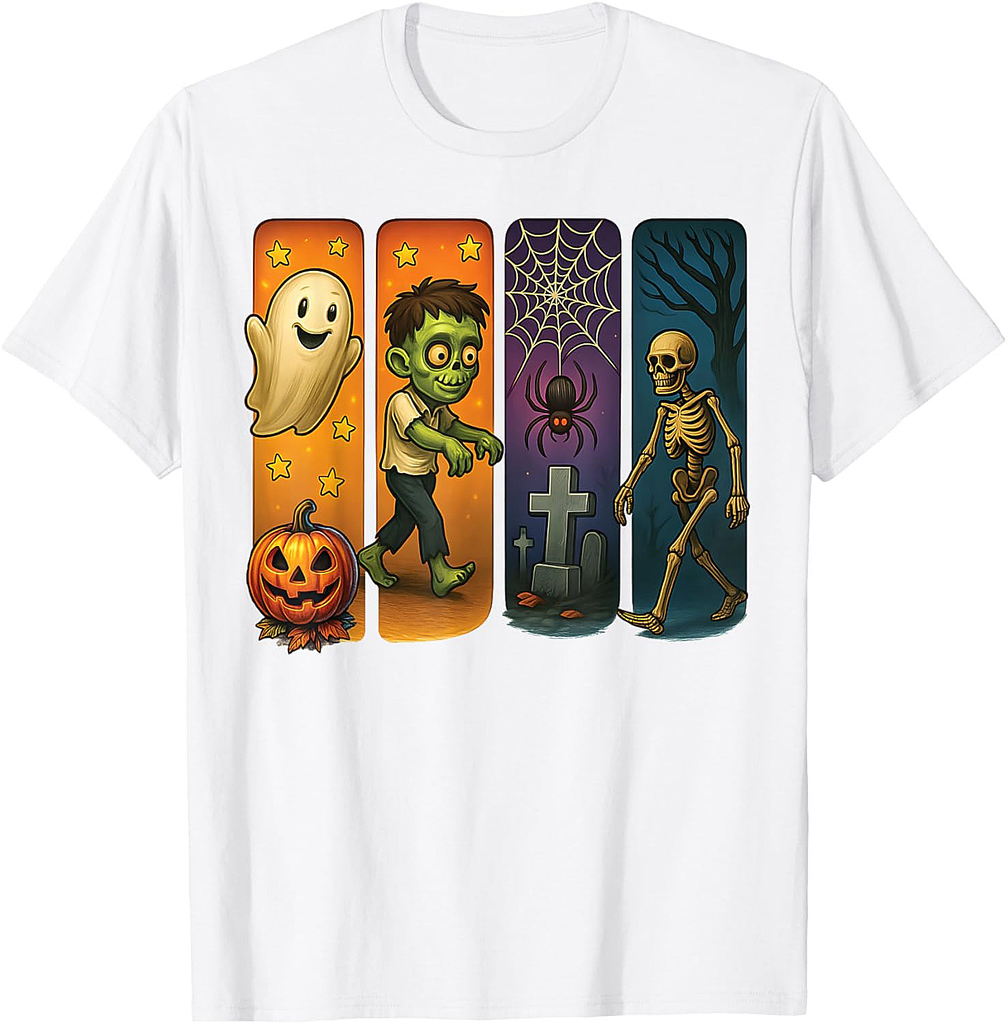 Spooky Cute Ghost Funny Boys Kids Mens Vintage Halloween T-Shirt
