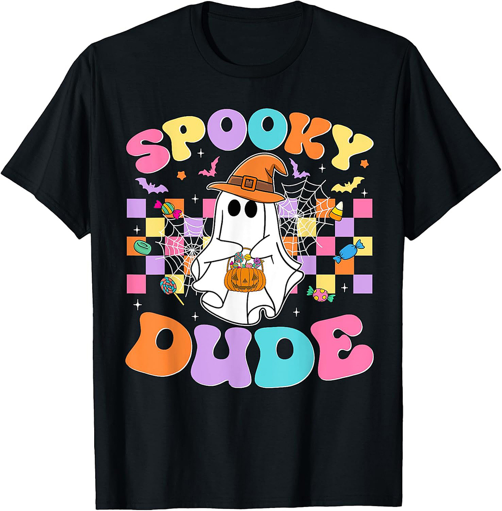 Spooky Dude Ghost Funny Spooky Season Halloween Mens Boys T-Shirt