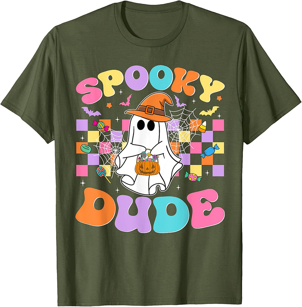 Spooky Dude Ghost Funny Spooky Season Halloween Mens Boys T-Shirt