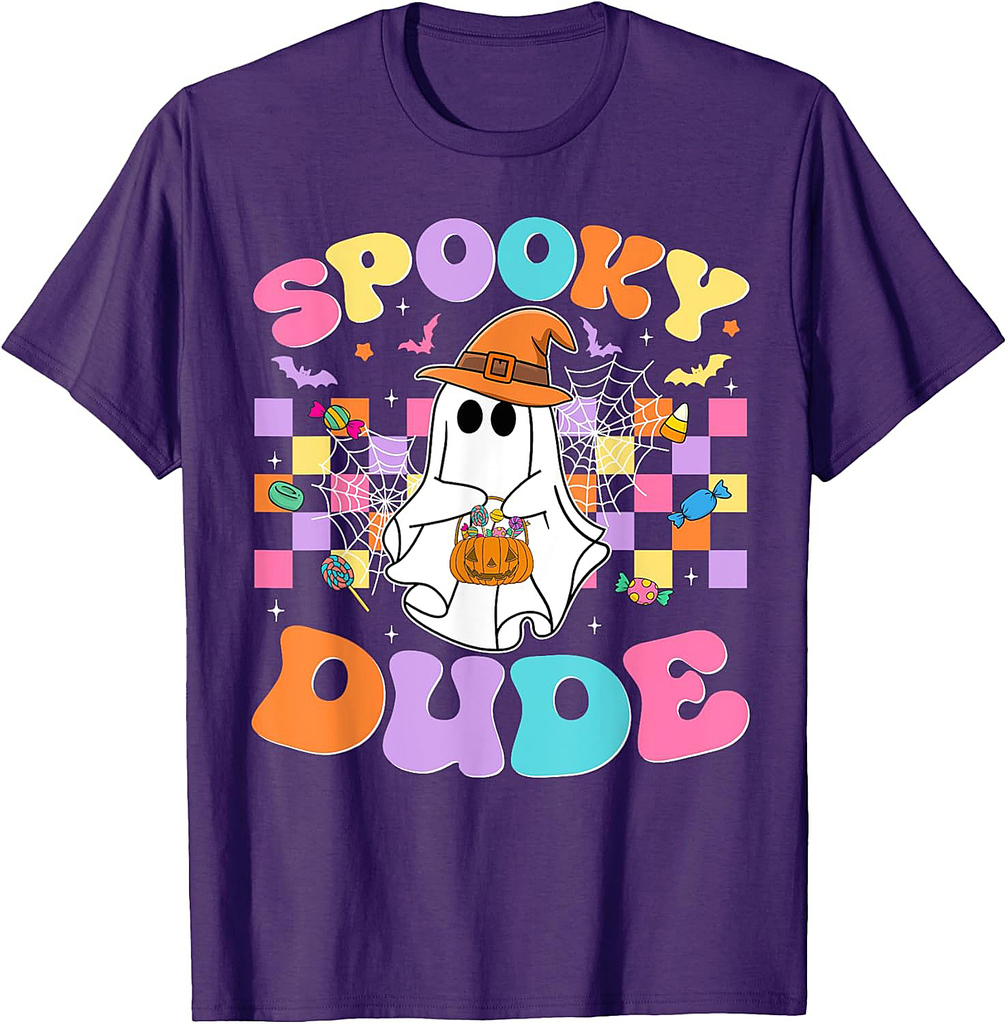 Spooky Dude Ghost Funny Spooky Season Halloween Mens Boys T-Shirt