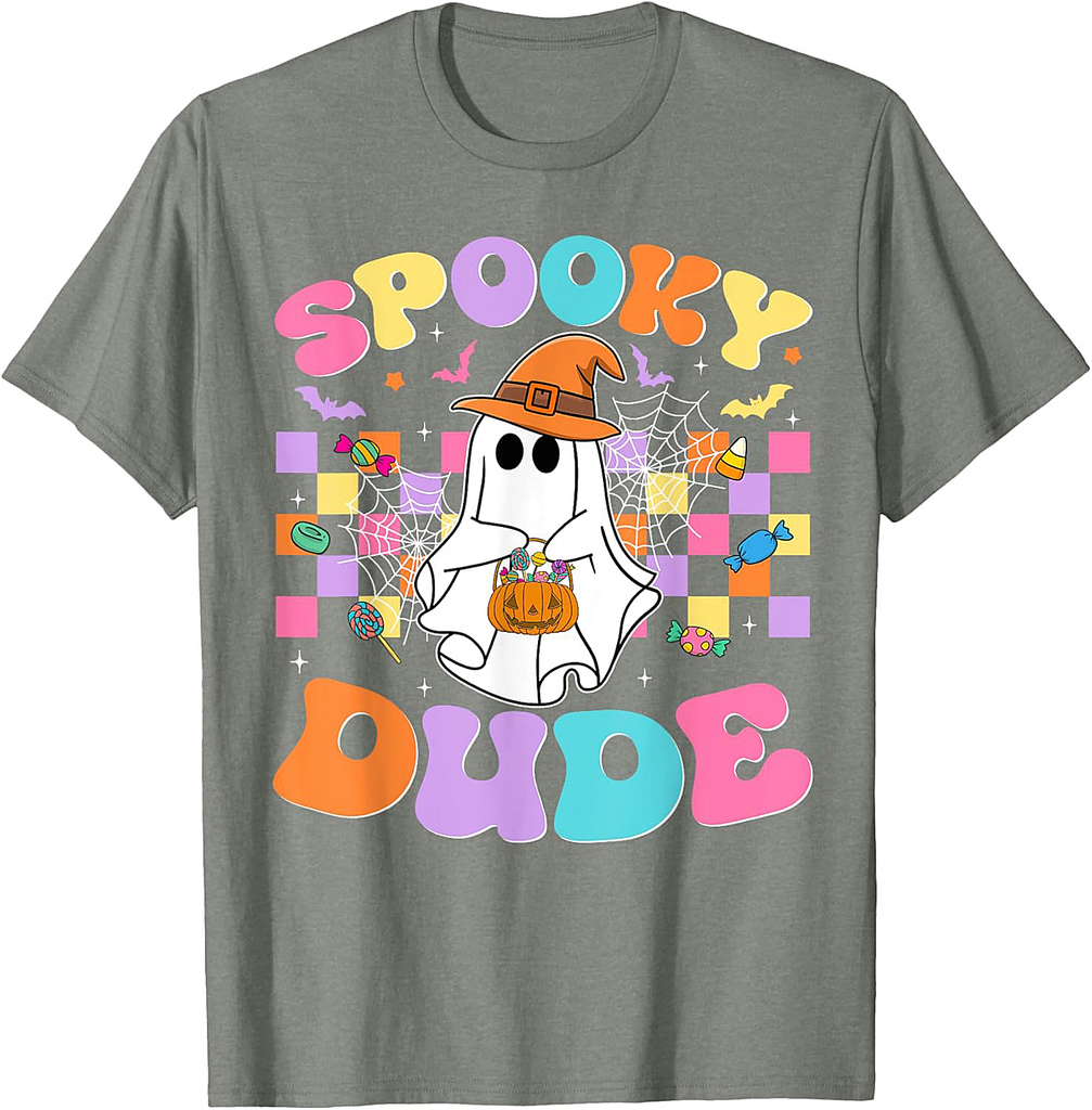 Spooky Dude Ghost Funny Spooky Season Halloween Mens Boys T-Shirt