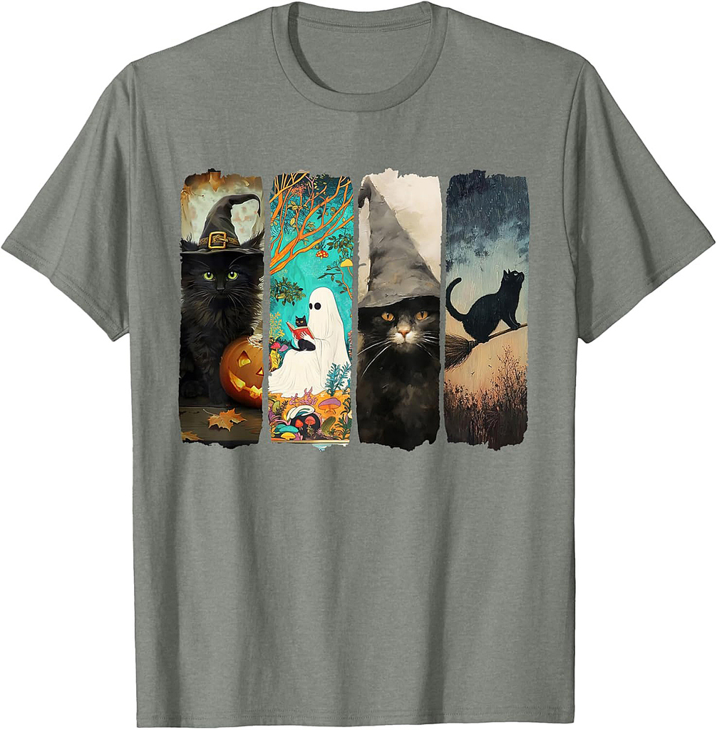Spooky Ghost Black Cat Halloween Read More Books Witch T-Shirt