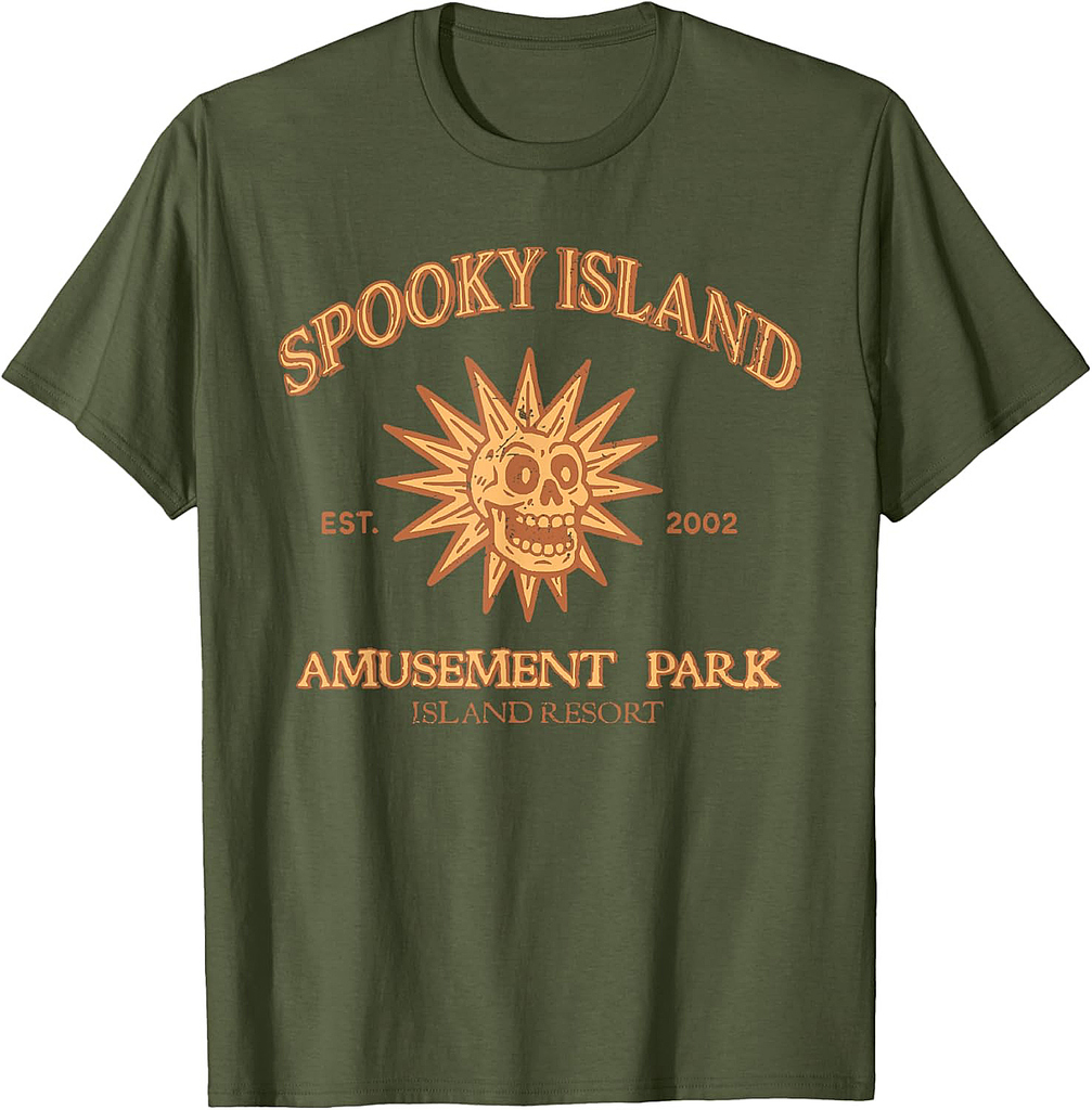 Spooky Island Retro Halloween Skull 90s Halloween Summerween T-Shirt