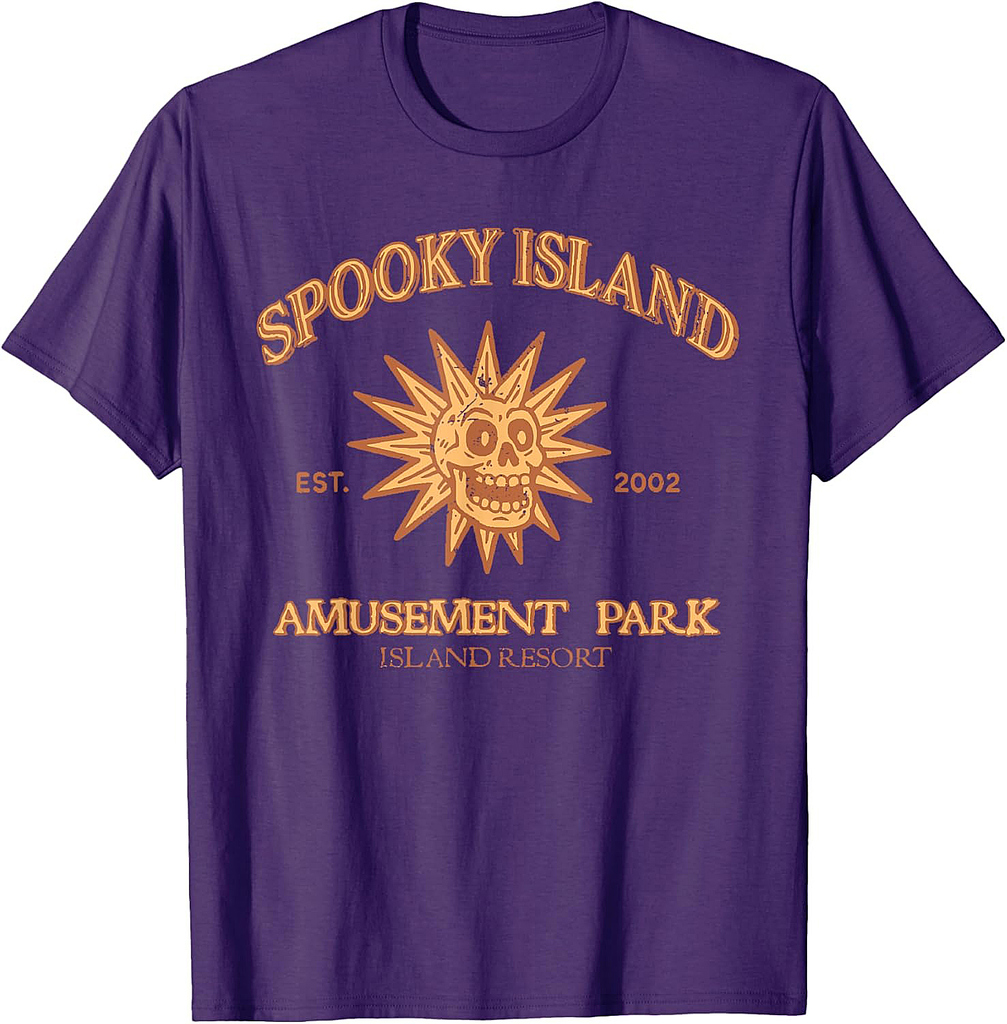 Spooky Island Retro Halloween Skull 90s Halloween Summerween T-Shirt