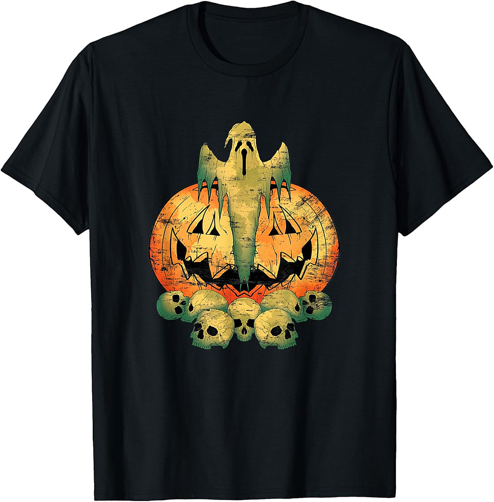 Spooky Pumpkin Gift Ghost Skull Halloween T-Shirt