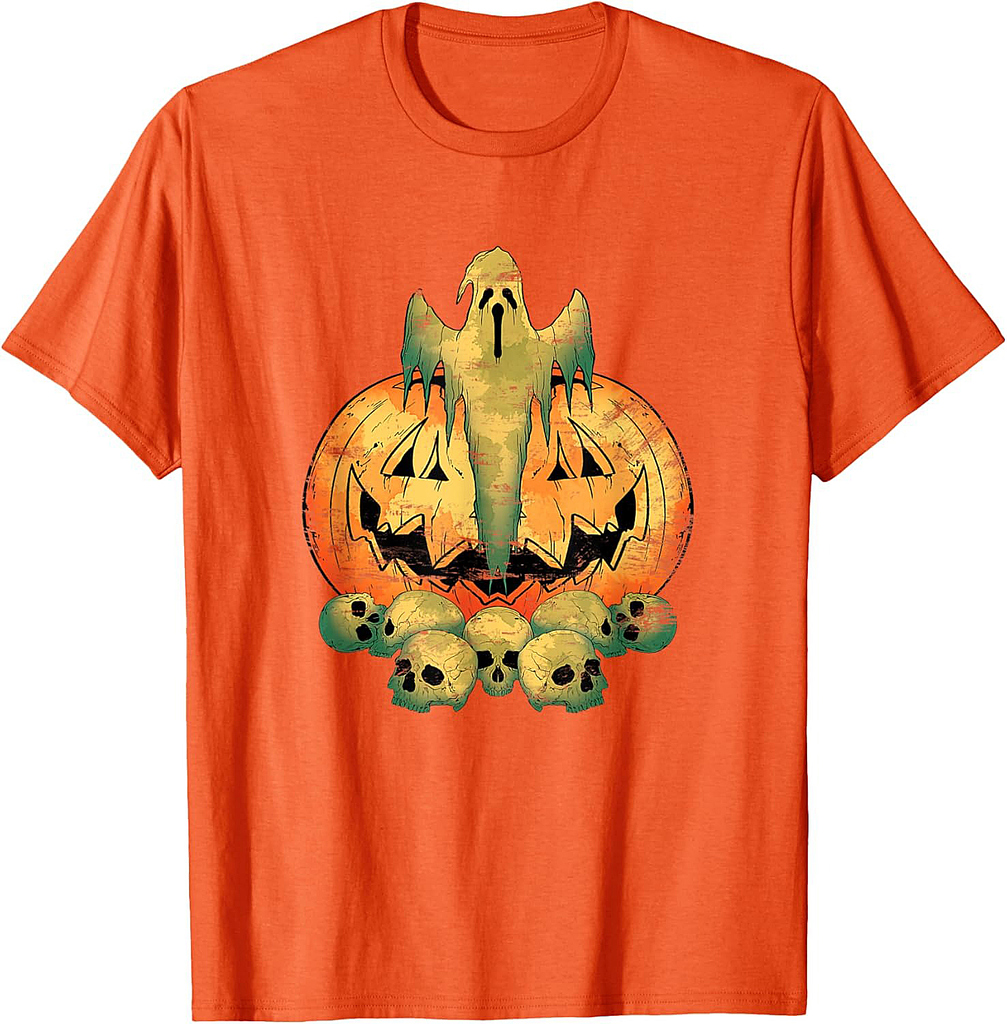 Spooky Pumpkin Gift Ghost Skull Halloween T-Shirt