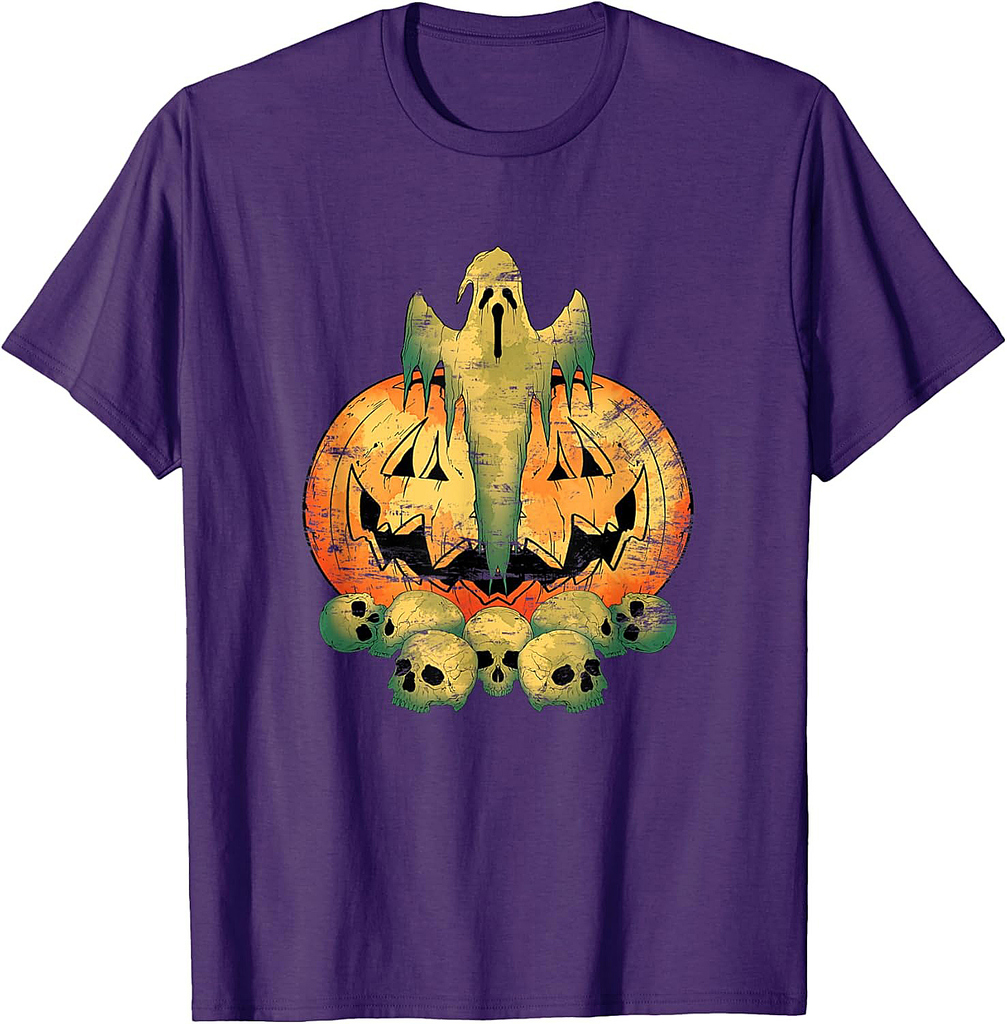 Spooky Pumpkin Gift Ghost Skull Halloween T-Shirt