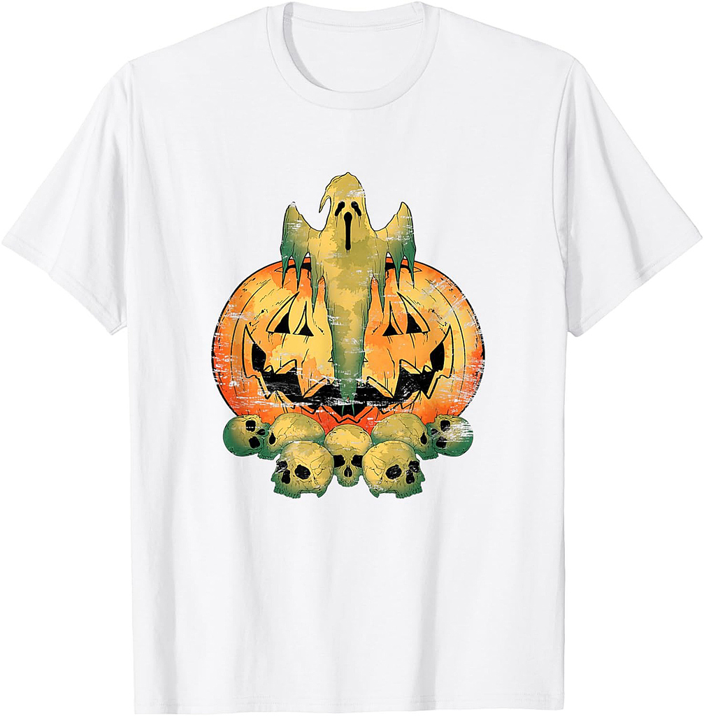 Spooky Pumpkin Gift Ghost Skull Halloween T-Shirt