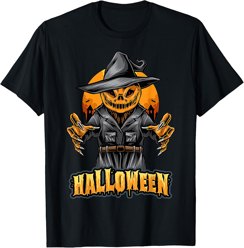 Spooky Pumpkin Scarecrow Witch Hat Funny Halloween 2020 gift T-Shirt