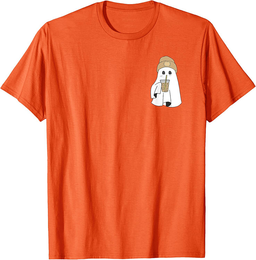 Spooky Season Cute Retro Ghost Ice Coffee Halloween Costume T-Shirt
