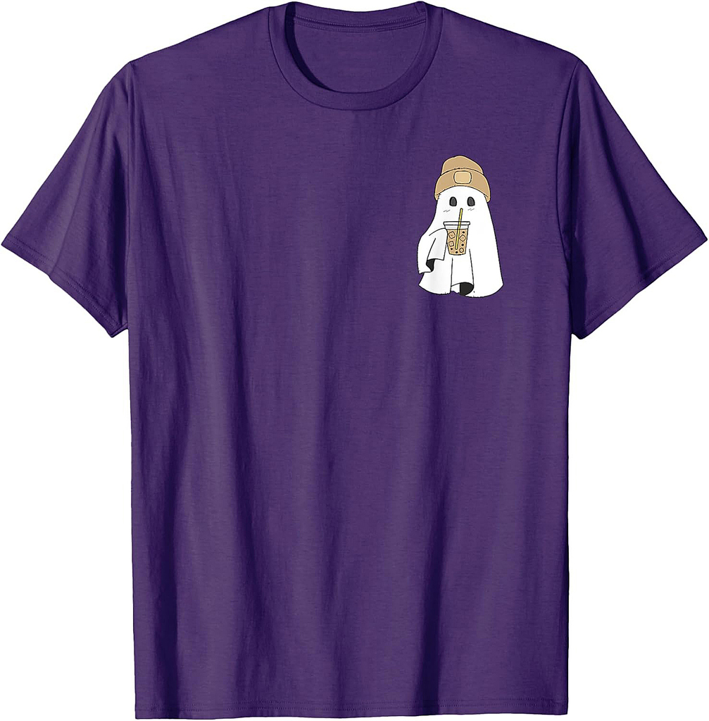 Spooky Season Cute Retro Ghost Ice Coffee Halloween Costume T-Shirt