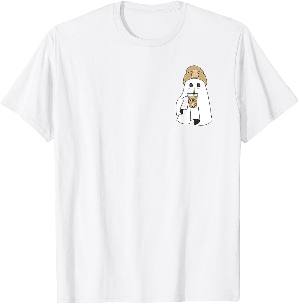 Spooky Season Cute Retro Ghost Ice Coffee Halloween Costume T-Shirt