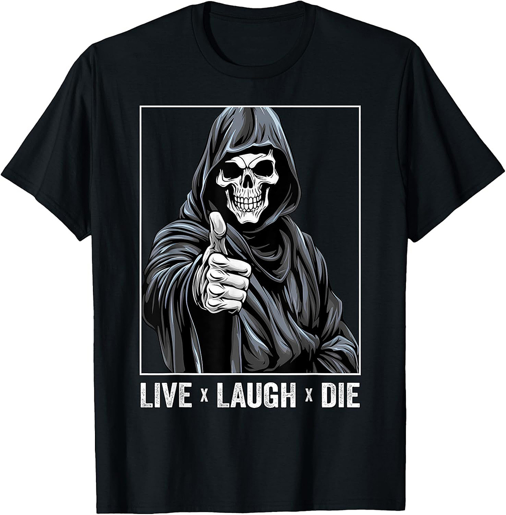 Spooky Skeleton Halloween Live Laugh Die Thumbs Up T-Shirt