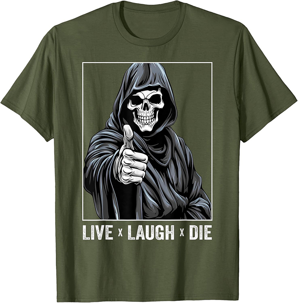 Spooky Skeleton Halloween Live Laugh Die Thumbs Up T-Shirt