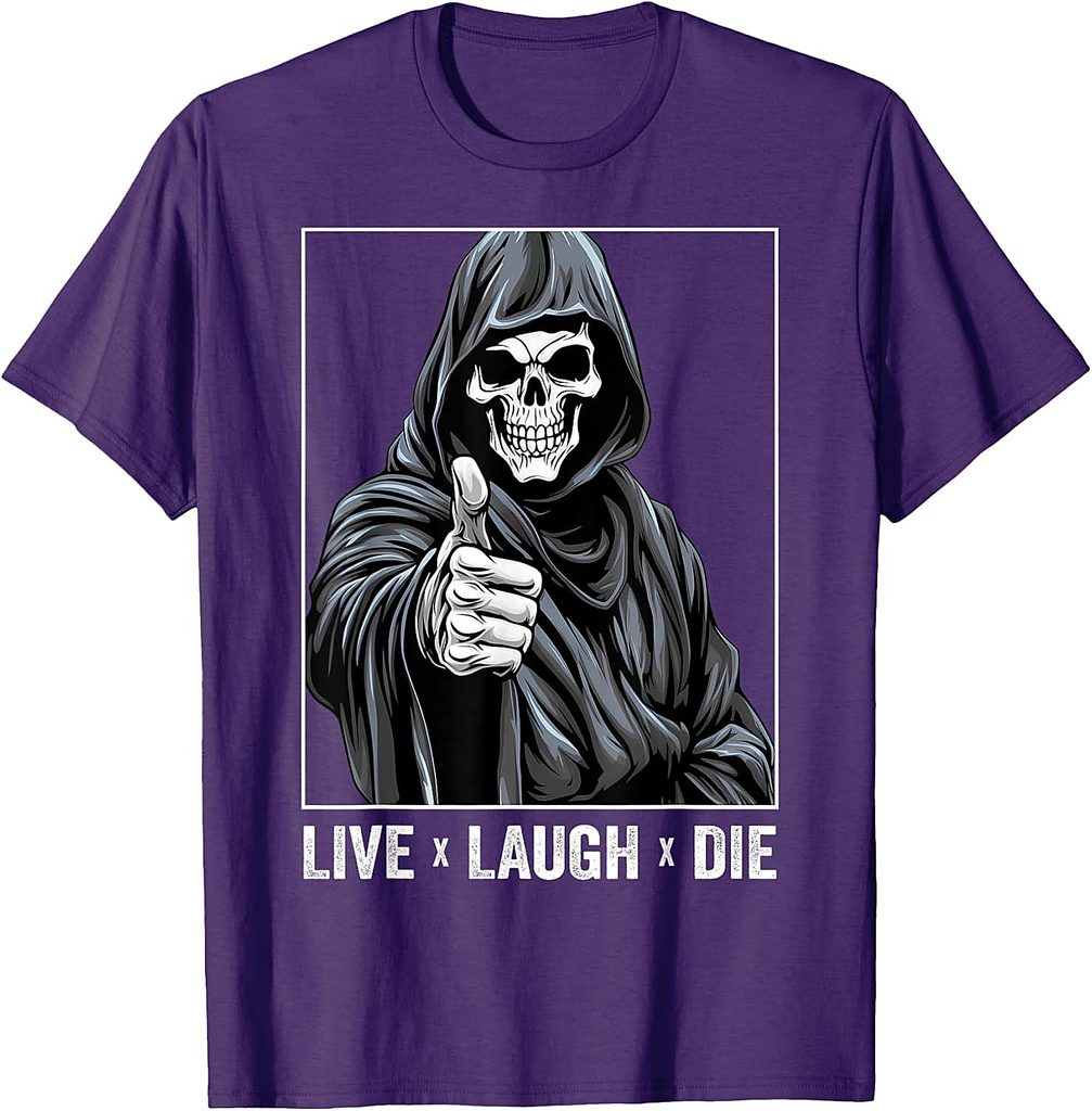Spooky Skeleton Halloween Live Laugh Die Thumbs Up T-Shirt