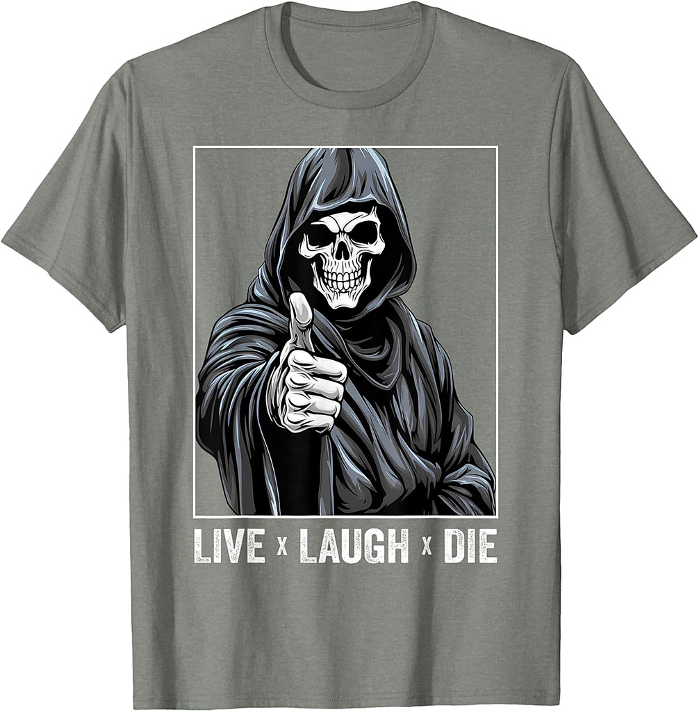 Spooky Skeleton Halloween Live Laugh Die Thumbs Up T-Shirt