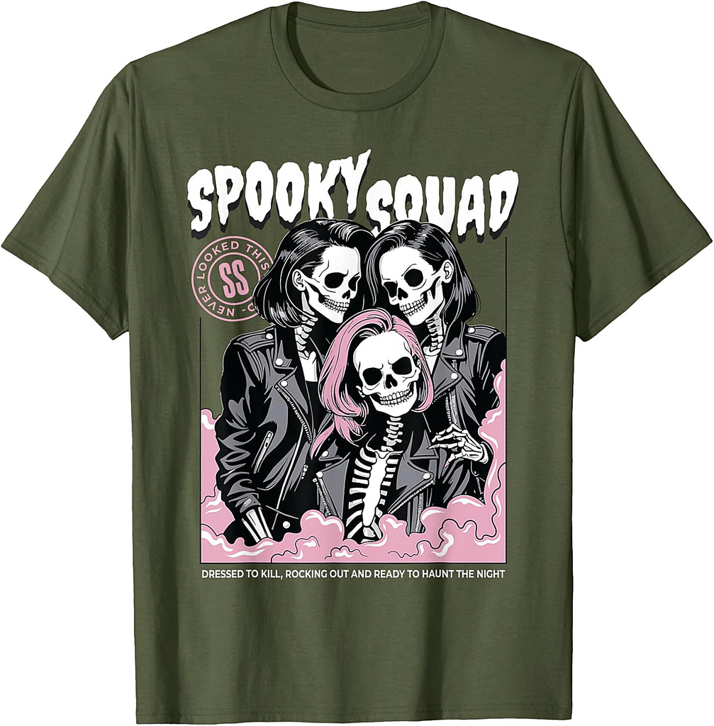 Spooky Squad Skeleton Matching Halloween Group Women Girls T-Shirt