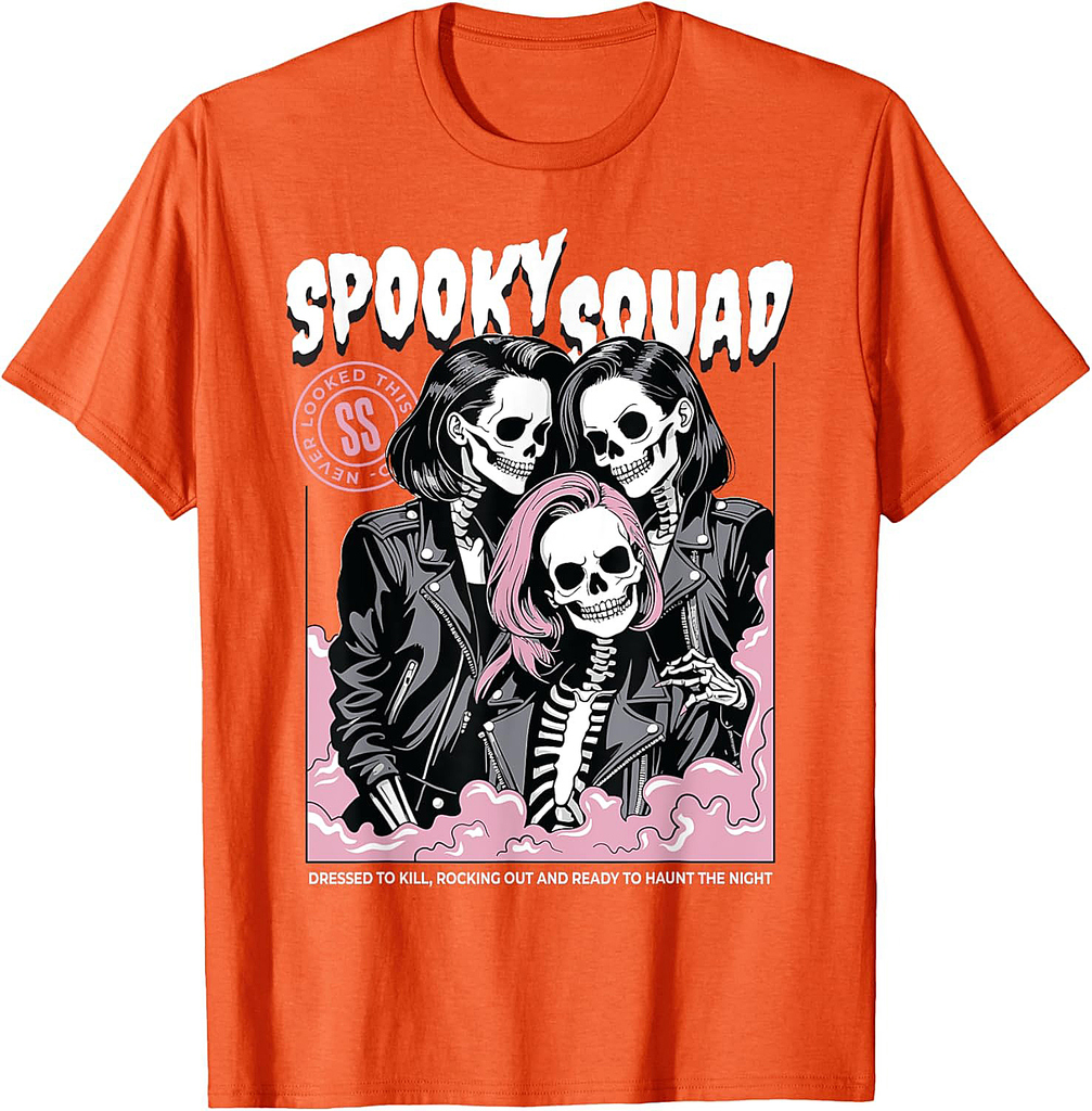 Spooky Squad Skeleton Matching Halloween Group Women Girls T-Shirt