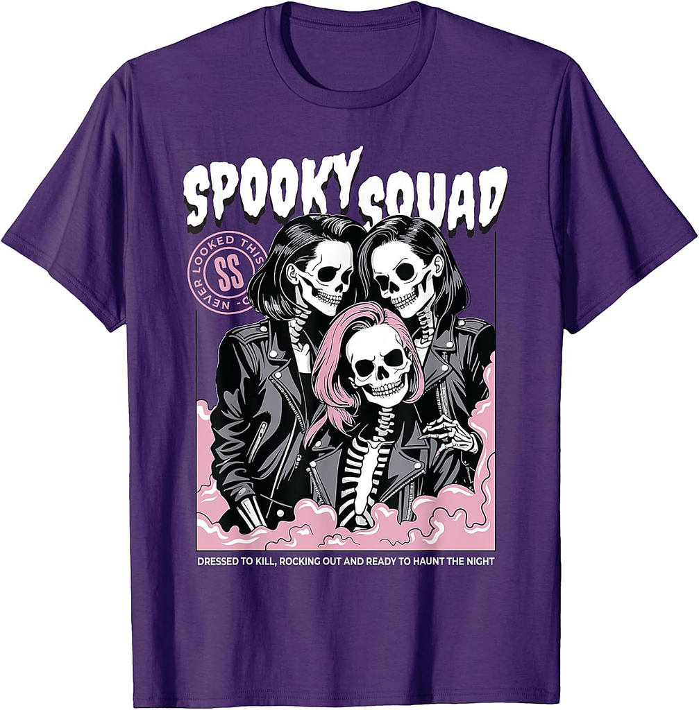 Spooky Squad Skeleton Matching Halloween Group Women Girls T-Shirt